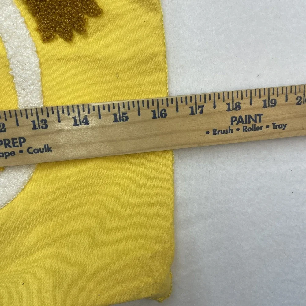 VTG 70s Pillow Cover Boho Latch Hook Rug Vase Yellow MCM‎ Shag 16